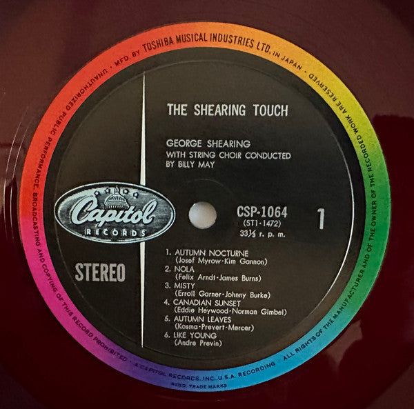 George Shearing - The Shearing Touch (LP, Album, Red)