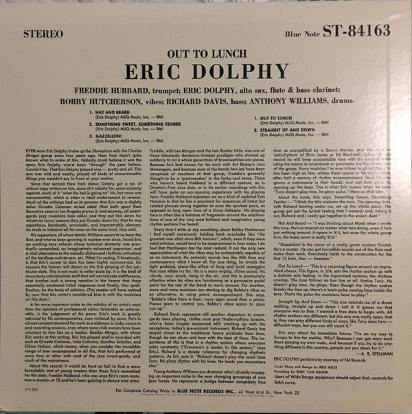 Eric Dolphy - Out To Lunch! (LP, Album, RE)