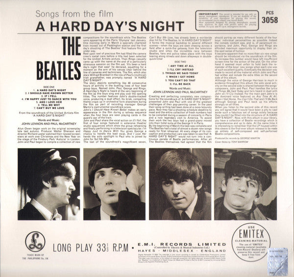 The Beatles - A Hard Day's Night (LP, Album, RE, RM, RP, 180)