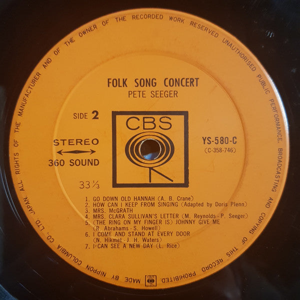 Pete Seeger - Folk Song Concert (LP, Album, Mono)
