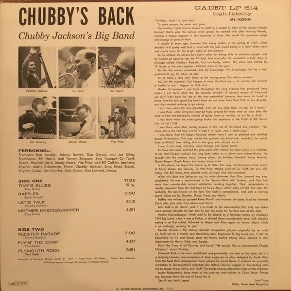 Chubby Jackson's Big Band - Chubby's Back! (LP, Album, Mono, RE)