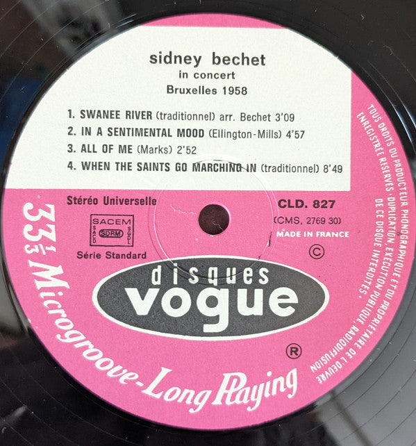 Sidney Bechet - Sidney Bechet In Concert - Bruxelles 1958 (LP)