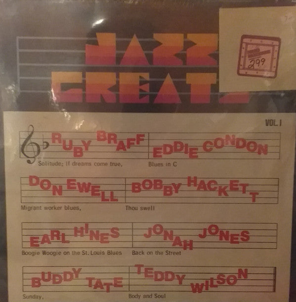 Various - Jazz Greats Volume 1 (LP, Comp)