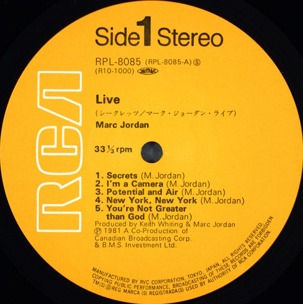 Marc Jordan - Live (LP, Album)