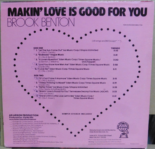 Brook Benton - Makin' Love Is Good For You (LP, Album, Promo)