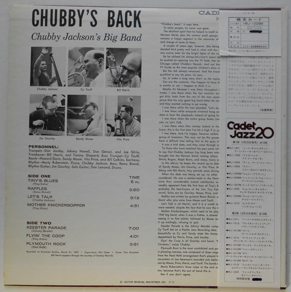 Chubby Jackson's Big Band - Chubby's Back! (LP, Album, Mono, RE)