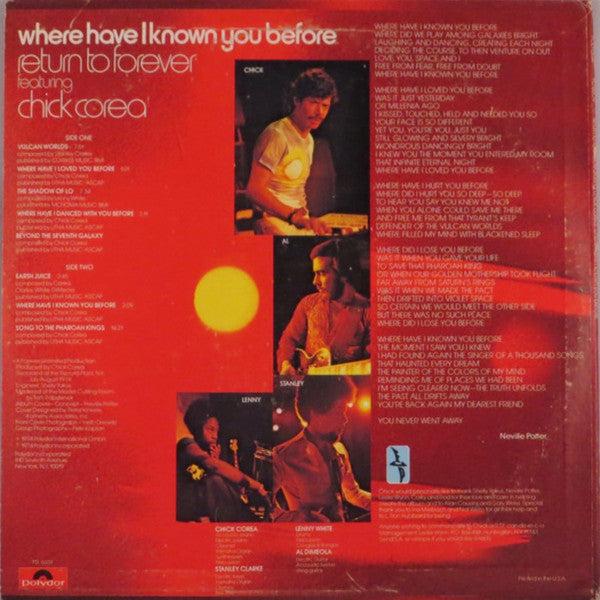 Return To Forever - Where Have I Known You Before(LP, Album)