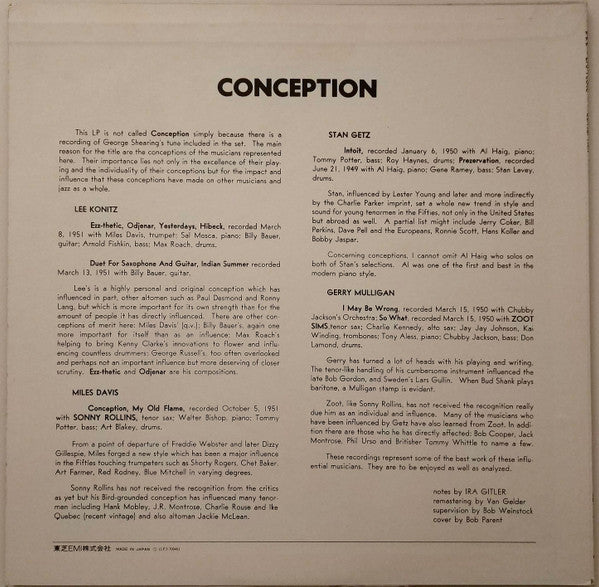 Miles Davis - Conception(LP, Comp, Promo, RE, RM)