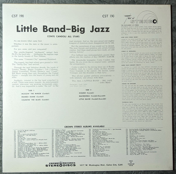 Conte Candoli All Stars - Little Band - Big Jazz (LP, Album)