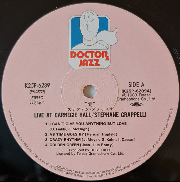 Stéphane Grappelli - Live At Carnegie Hall (LP, Album)