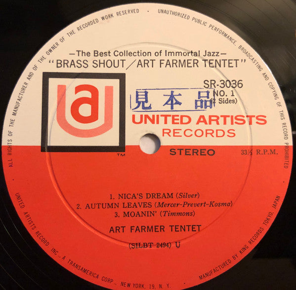 Art Farmer Tentet - Brass Shout (LP, Album, Promo, RE)
