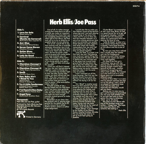 Herb Ellis / Joe Pass - Two For The Road (LP, Album)