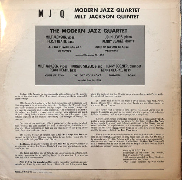 The Modern Jazz Quartet - M J Q(LP, Comp, Mono, RE, RM)