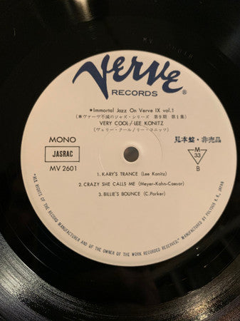 Lee Konitz - Very Cool (LP, Album, Mono, Promo, RE)
