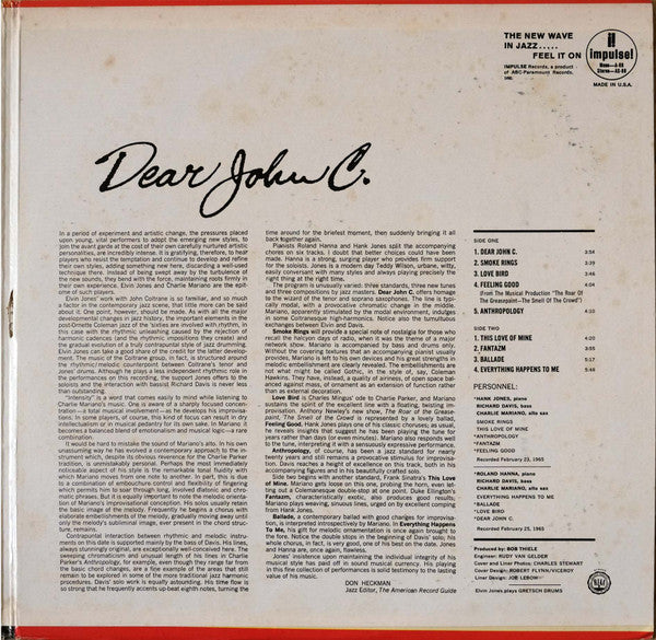 Elvin Jones - Dear John C. (LP, Album, RE)