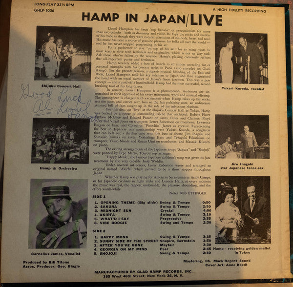 Lionel Hampton And His Orchestra - Hamp In Japan / Live(LP, Album, ...
