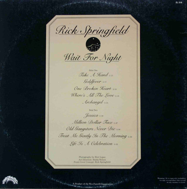 Rick Springfield - Wait For Night (LP, Album)