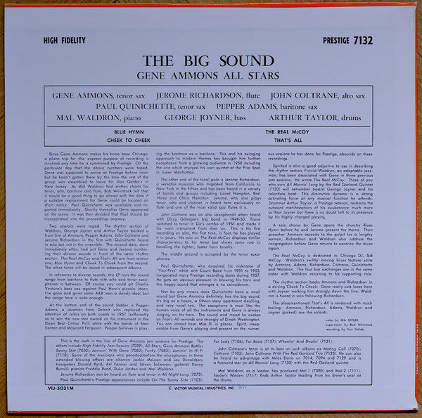Gene Ammons' All Stars - The Big Sound (LP, Album, Mono, RE)