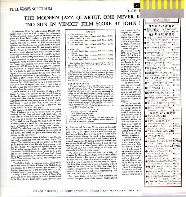 The Modern Jazz Quartet - No Sun In Venice (LP, Album, Mono, RE)