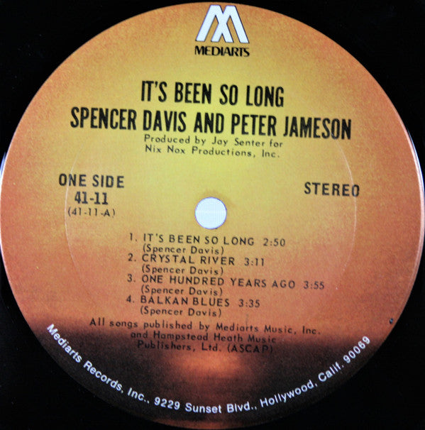 Spencer Davis And Peter Jameson - It's Been So Long (LP, Album, Ter)