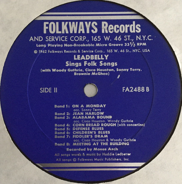 Leadbelly - Leadbelly Sings Folk Songs (LP, Album)