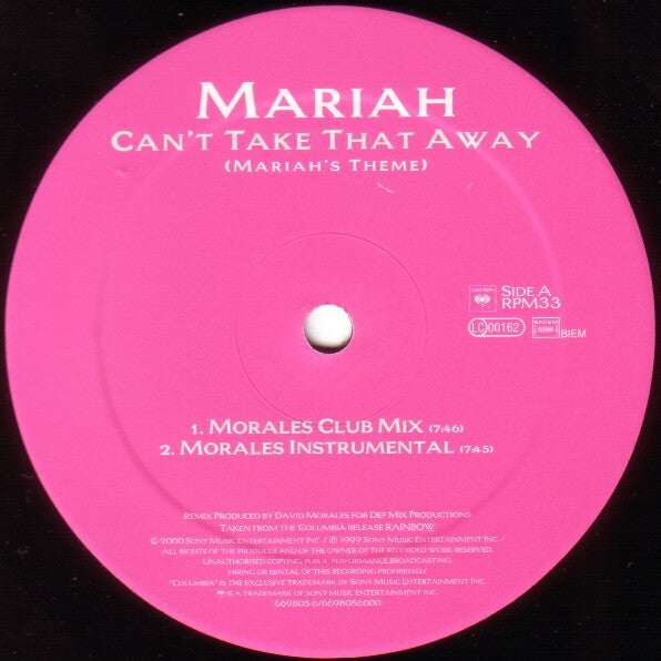 Mariah Carey - Can't Take That Away (Mariah's Theme) (12"", Maxi)