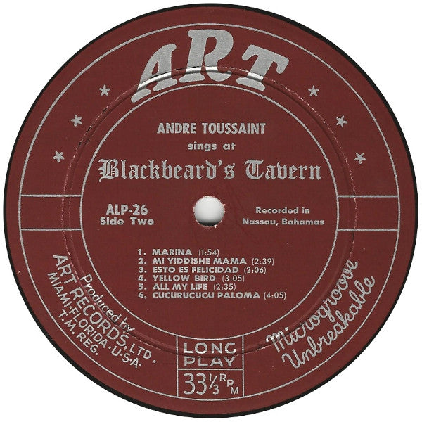 André Toussaint - Andre Toussaint Sings At Blackbeard's Tavern(LP, ...
