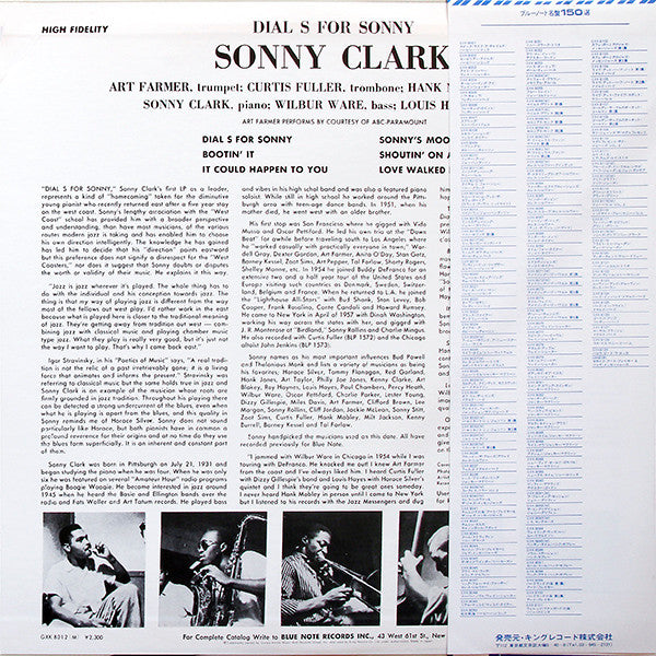 Sonny Clark - Dial ""S"" For Sonny (LP, Album, Mono, RE)