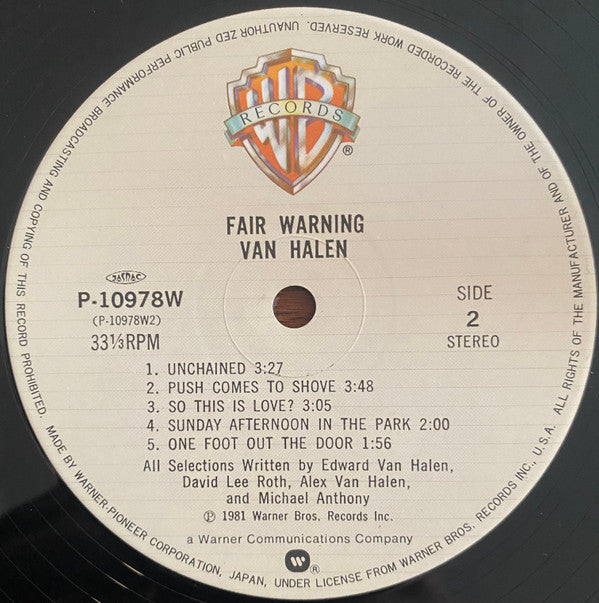 Van Halen - Fair Warning (LP, Album)