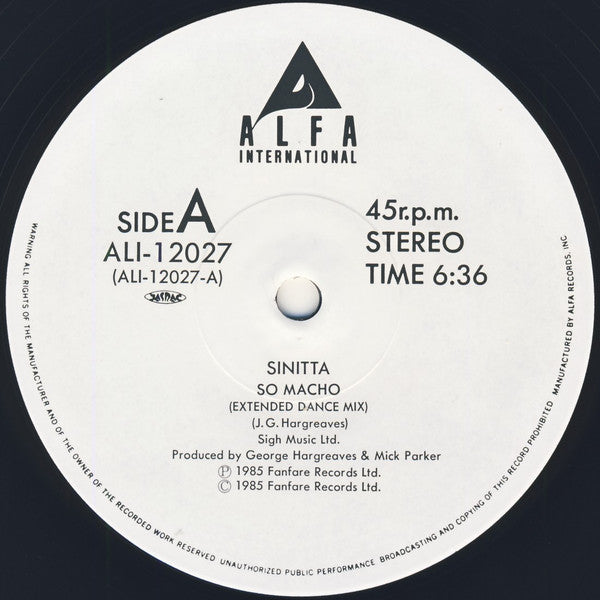 Sinitta - So Macho (12"")