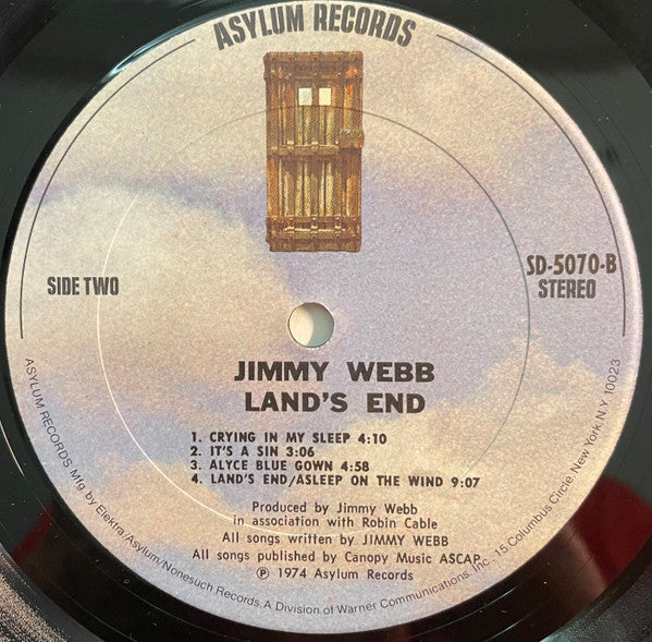 Jimmy Webb - Land's End (LP, Album, Pit)