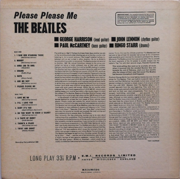 The Beatles - Please Please Me (LP, Album, Promo, RE)