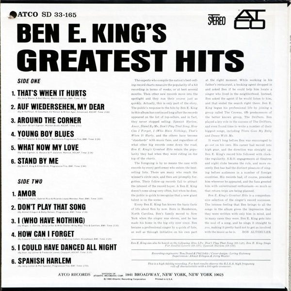 Ben E. King - Ben E. King's Greatest Hits (LP, Comp, RE, SP )