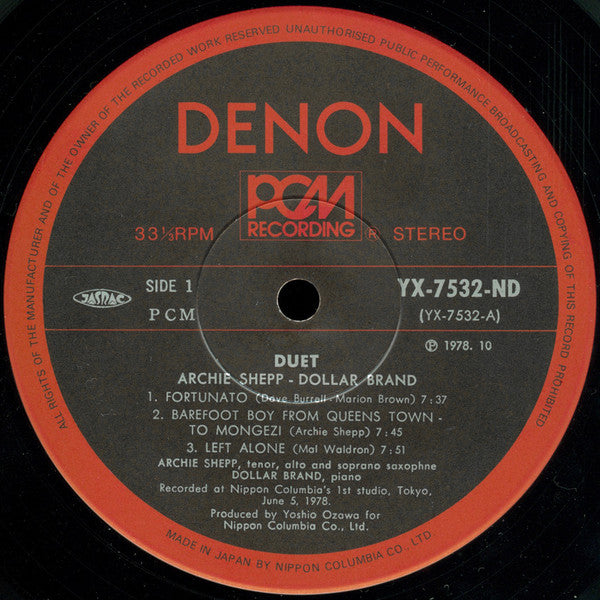 Archie Shepp • Dollar Brand - Duet (LP, Album)
