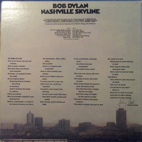 Bob Dylan - Nashville Skyline (LP, Album, RE)