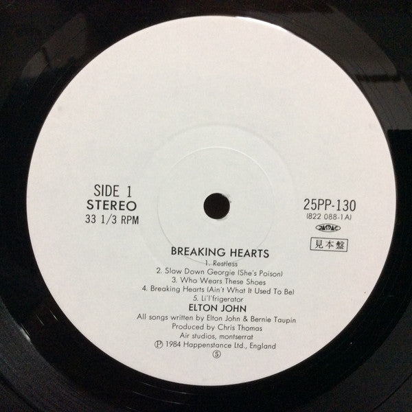 Elton John - Breaking Hearts (LP, Album, Promo)