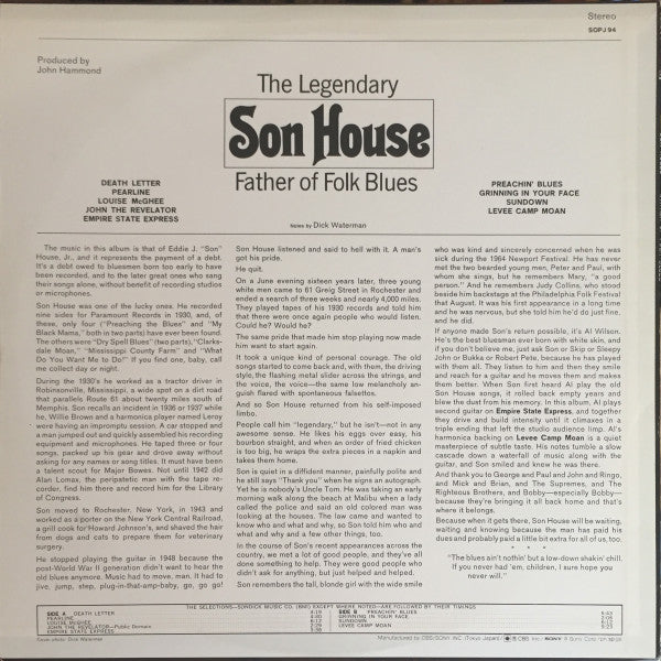 Son House - Father Of Folk Blues (LP, Album, RE)