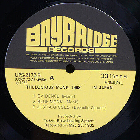 Thelonious Monk - Thelonious Monk 1963 In Japan (LP, Album, Mono)