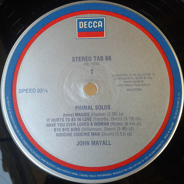 John Mayall - Primal Solos (LP, Album, RE)