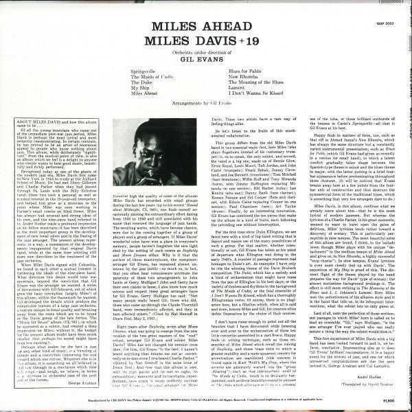 Miles Davis + 19 - Gil Evans - Miles Ahead (LP, Album, Mono, RE)