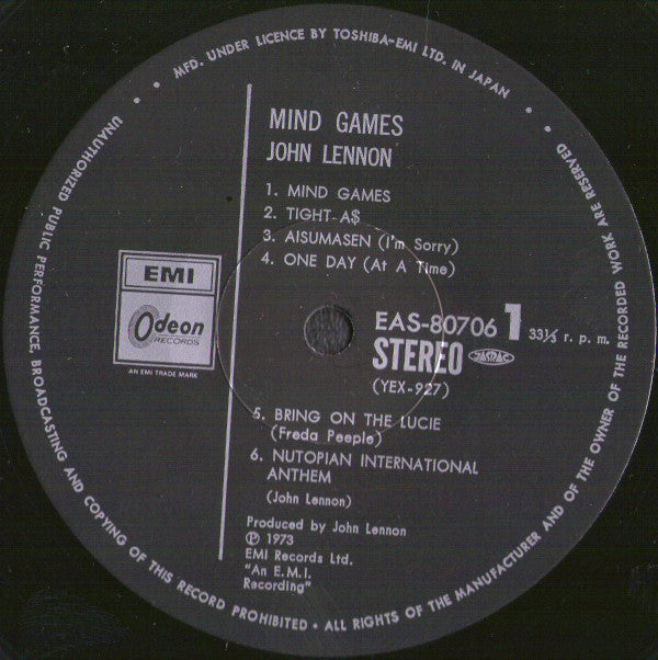 John Lennon - Mind Games (LP, Album, RE)