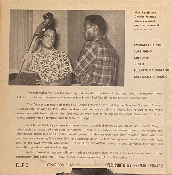 Bud Powell Trio* - Jazz At Massey Hall Volume Two (10"", Album)