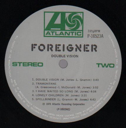 Foreigner - Double Vision (LP, Album, 2nd)