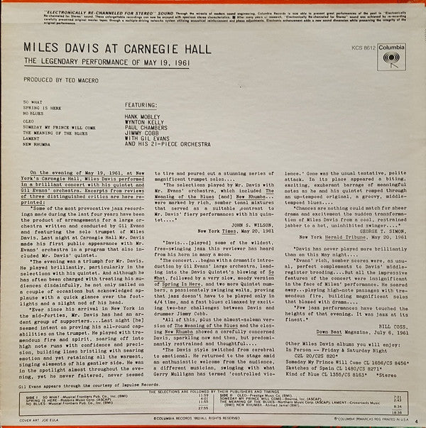 Miles Davis - Miles Davis At Carnegie Hall (LP, Album, RE)