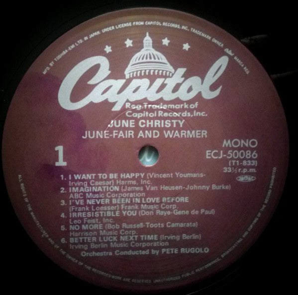 June Christy - Fair And Warmer! (LP, Album, Mono, RE)