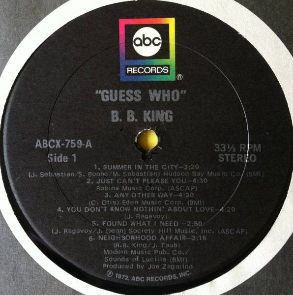 B.B. King - Guess Who (LP, Album, Tru)