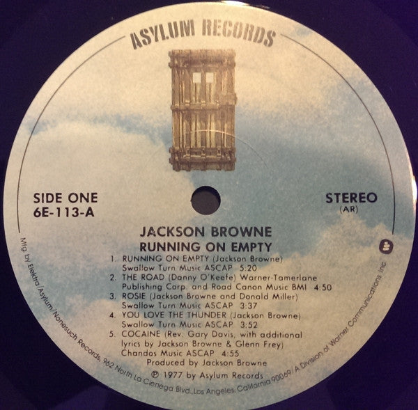 Jackson Browne - Running On Empty (LP, Album, RP, AR )