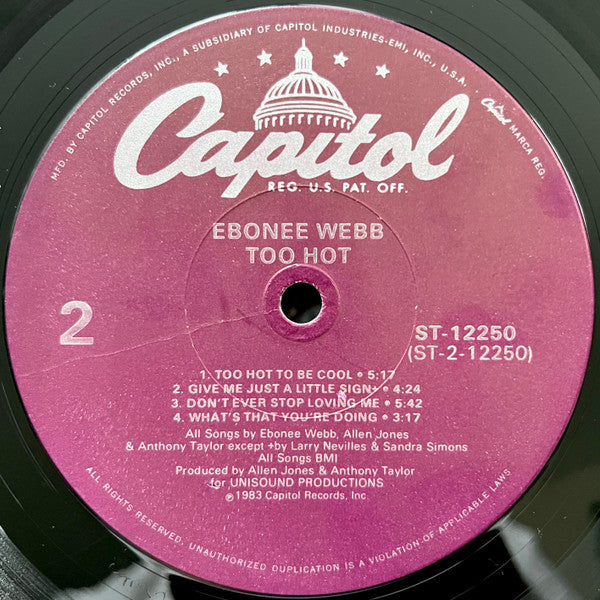 Ebonee Webb - Too Hot (LP, Album, Win)