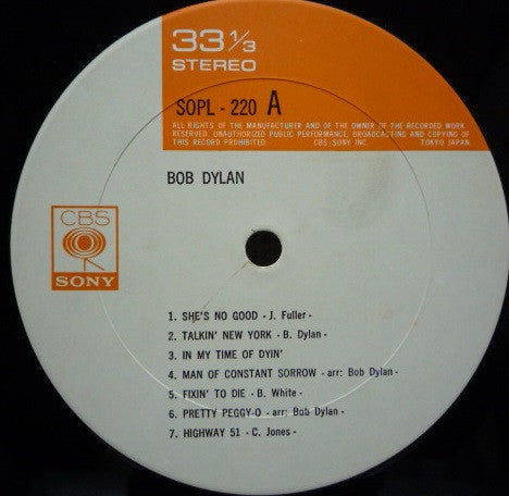 Bob Dylan - Bob Dylan (LP, Album, RE)