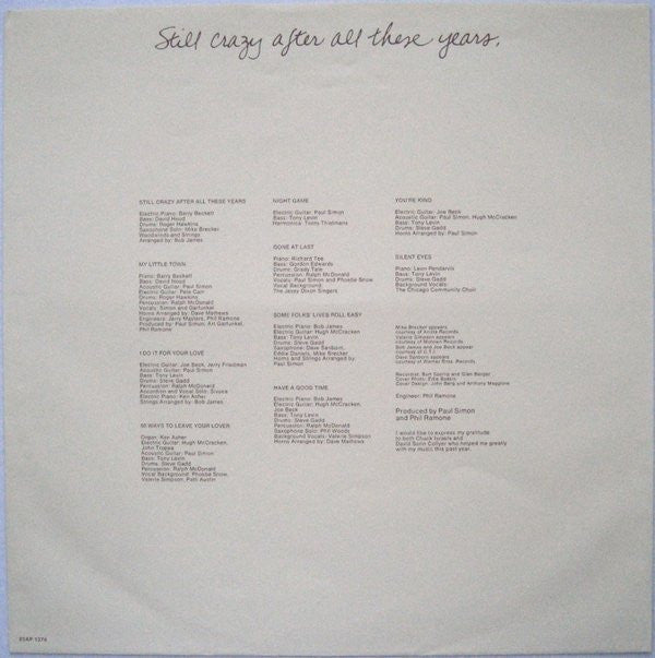 Paul Simon - Still Crazy After All These Years (LP, Album, RE)